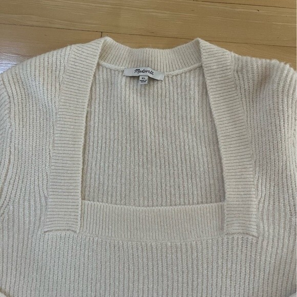 Madewell Melwood Square Neck Coziest Yarn Pullover Sweater Antique Cream XL - Picture 11 of 12